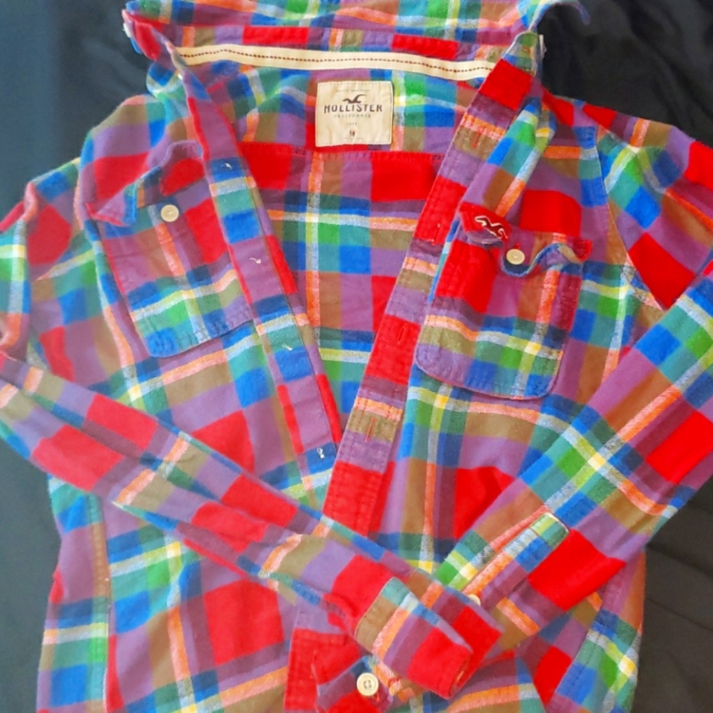 Hollister multi color plaid flannel